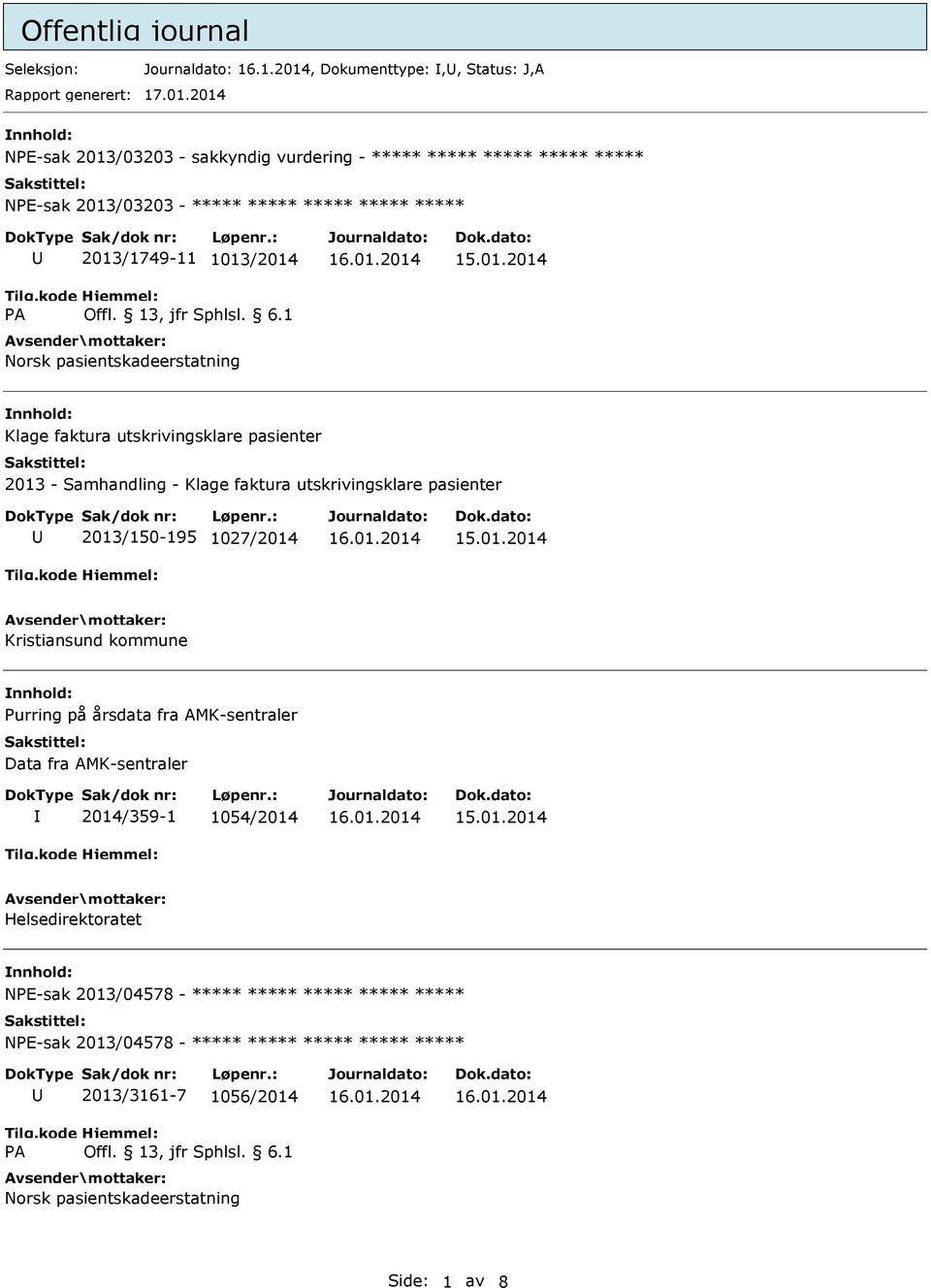 2014 NPE-sak 2013/03203 - sakkyndig vurdering - ***** ***** ***** ***** ***** NPE-sak 2013/03203 - ***** ***** ***** ***** ***** 2013/1749-11 1013/2014