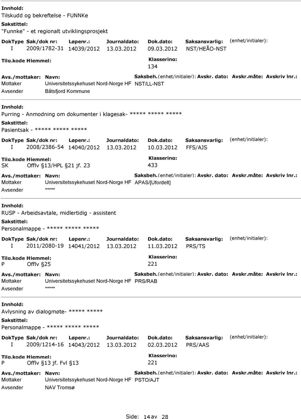 2012 FFS/AJS Offlv 13/HL 21 jf. 23 433 Avs./mottaker: Navn: Saksbeh. Avskr. dato: Avskr.måte: Avskriv lnr.