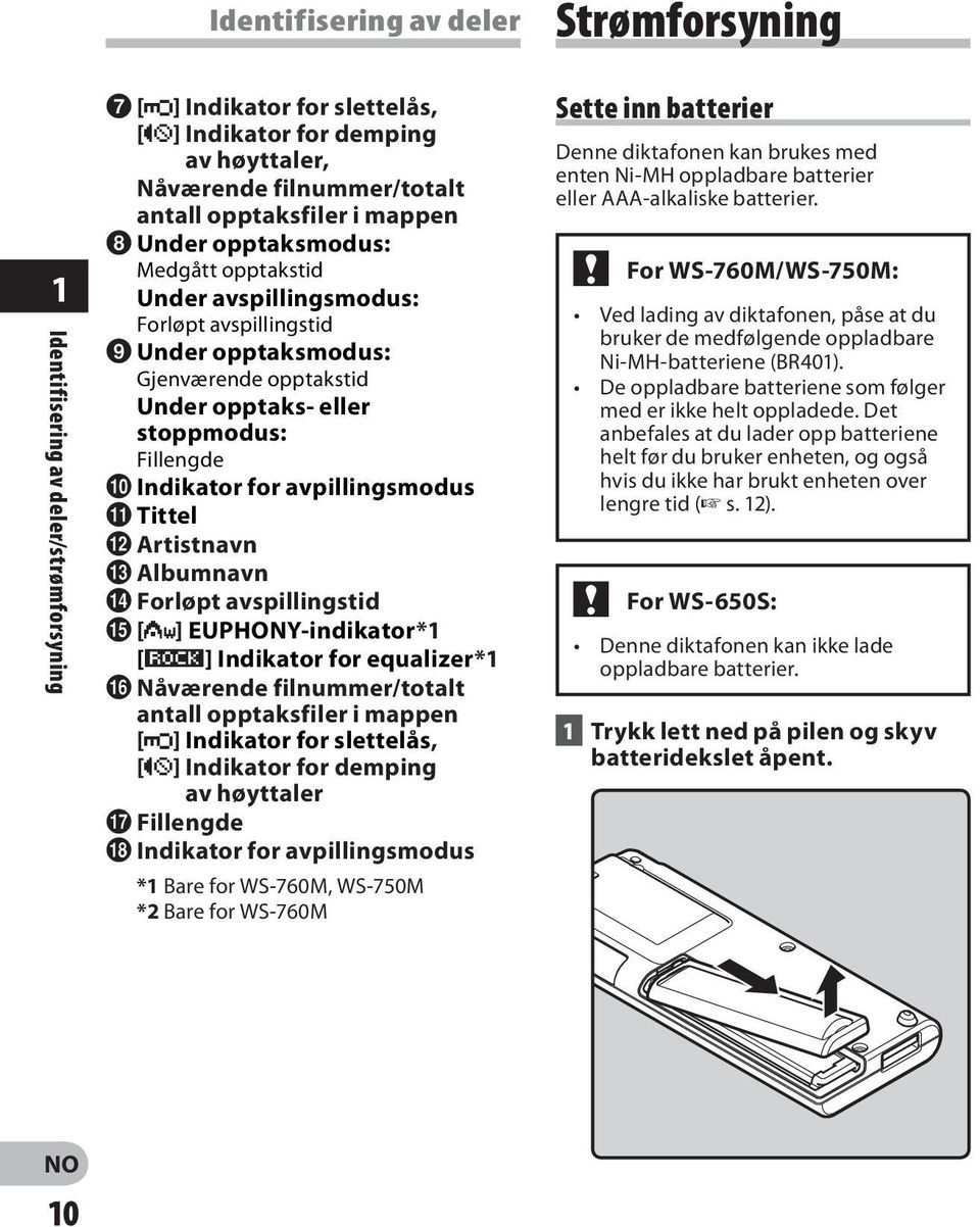 Tittel @ Artistnavn # Albumnavn $ Forløpt avspillingstid % [ ] EUPHONY-indikator*1 [ù] Indikator for equalizer*1 ^ Nåværende filnummer/totalt antall opptaksfiler i mappen [í] Indikator for slettelås,