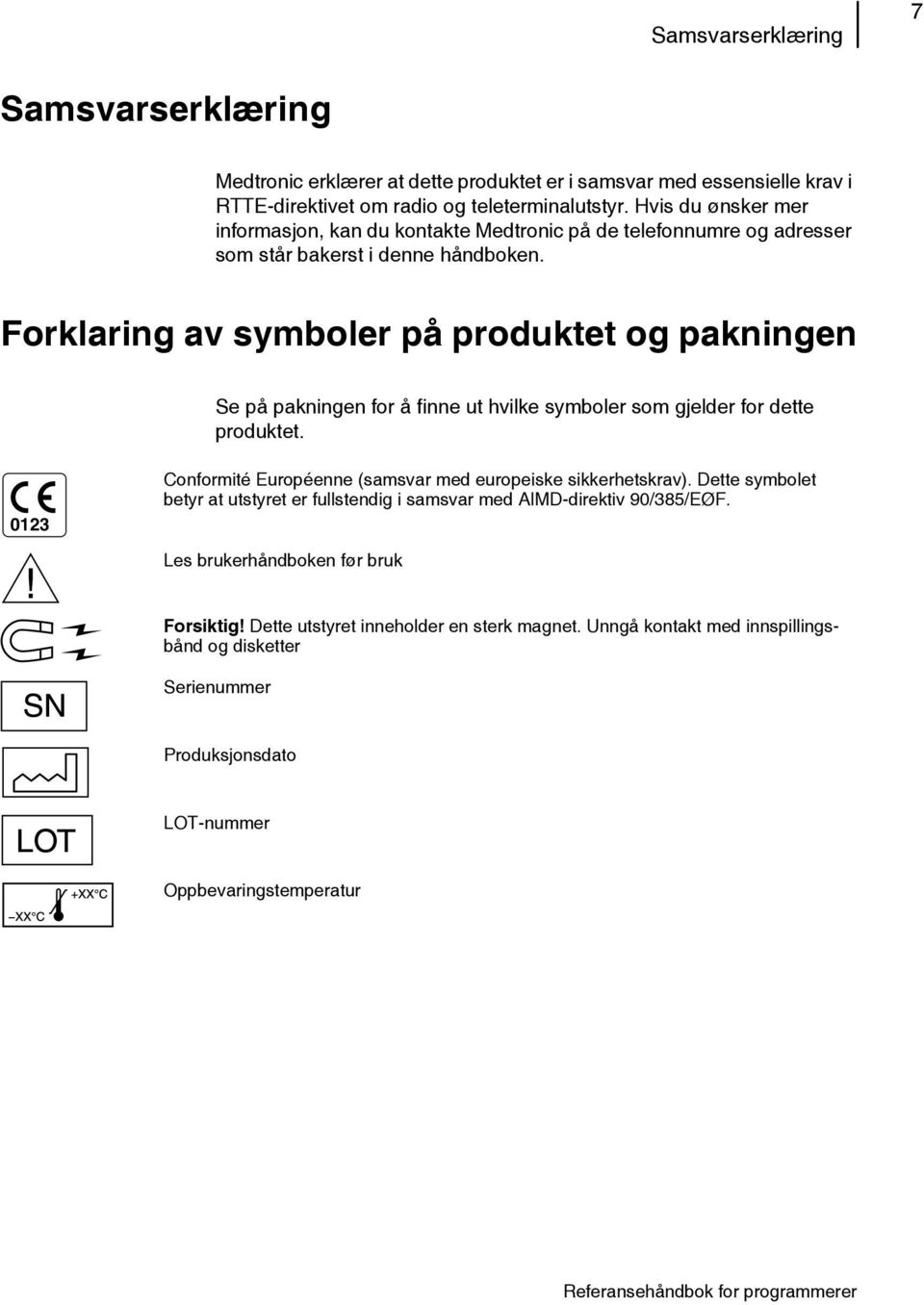 Forklaring av symboler på produktet og pakningen Se på pakningen for å finne ut hvilke symboler som gjelder for dette produktet.