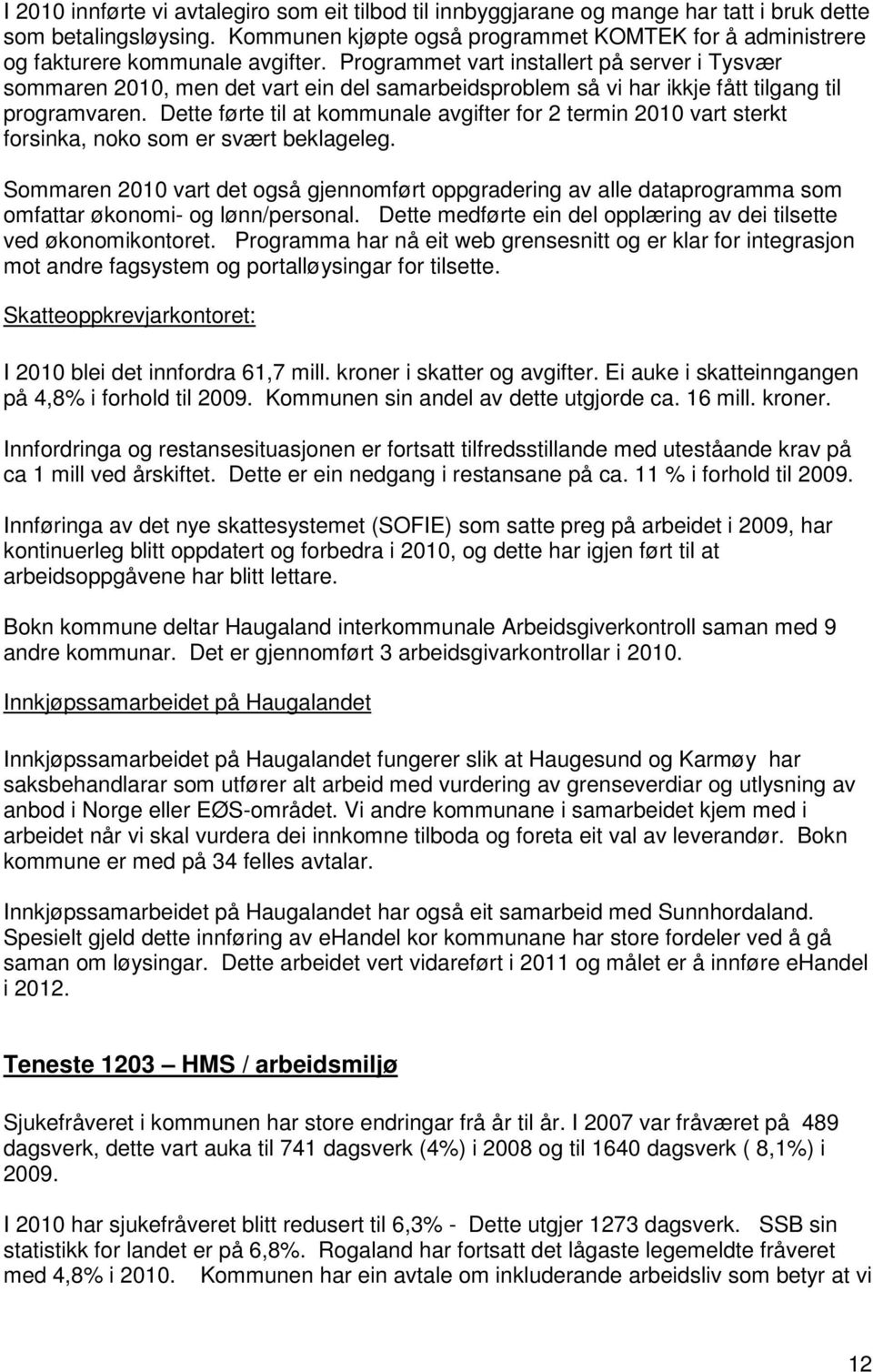 Programmet vart installert på server i Tysvær sommaren 2010, men det vart ein del samarbeidsproblem så vi har ikkje fått tilgang til programvaren.