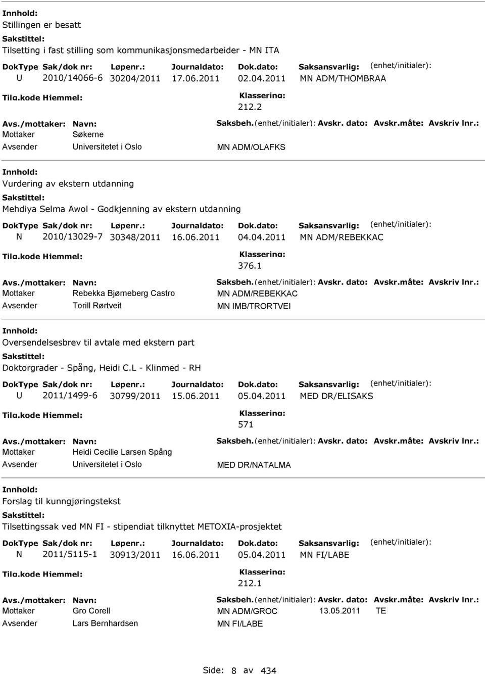 1 Mottaker Rebekka Bjørneberg Castro MN ADM/REBEKKAC Torill Rørtveit MN MB/TRORTVE Oversendelsesbrev til avtale med ekstern part Doktorgrader - Spång, Heidi C.