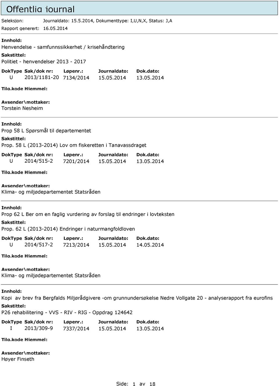 58 L (2013-2014) Lov om fiskeretten i Tanavassdraget 2014/515-2 7201/2014 13.05.