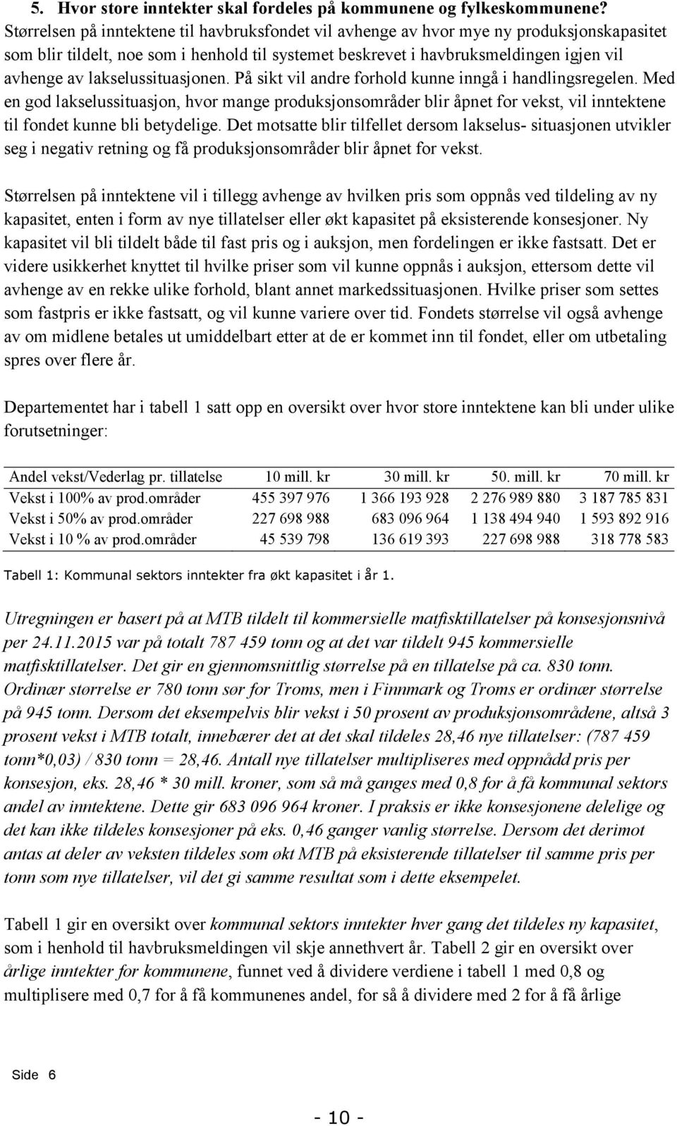 lakselussituasjonen. På sikt vil andre forhold kunne inngå i handlingsregelen.