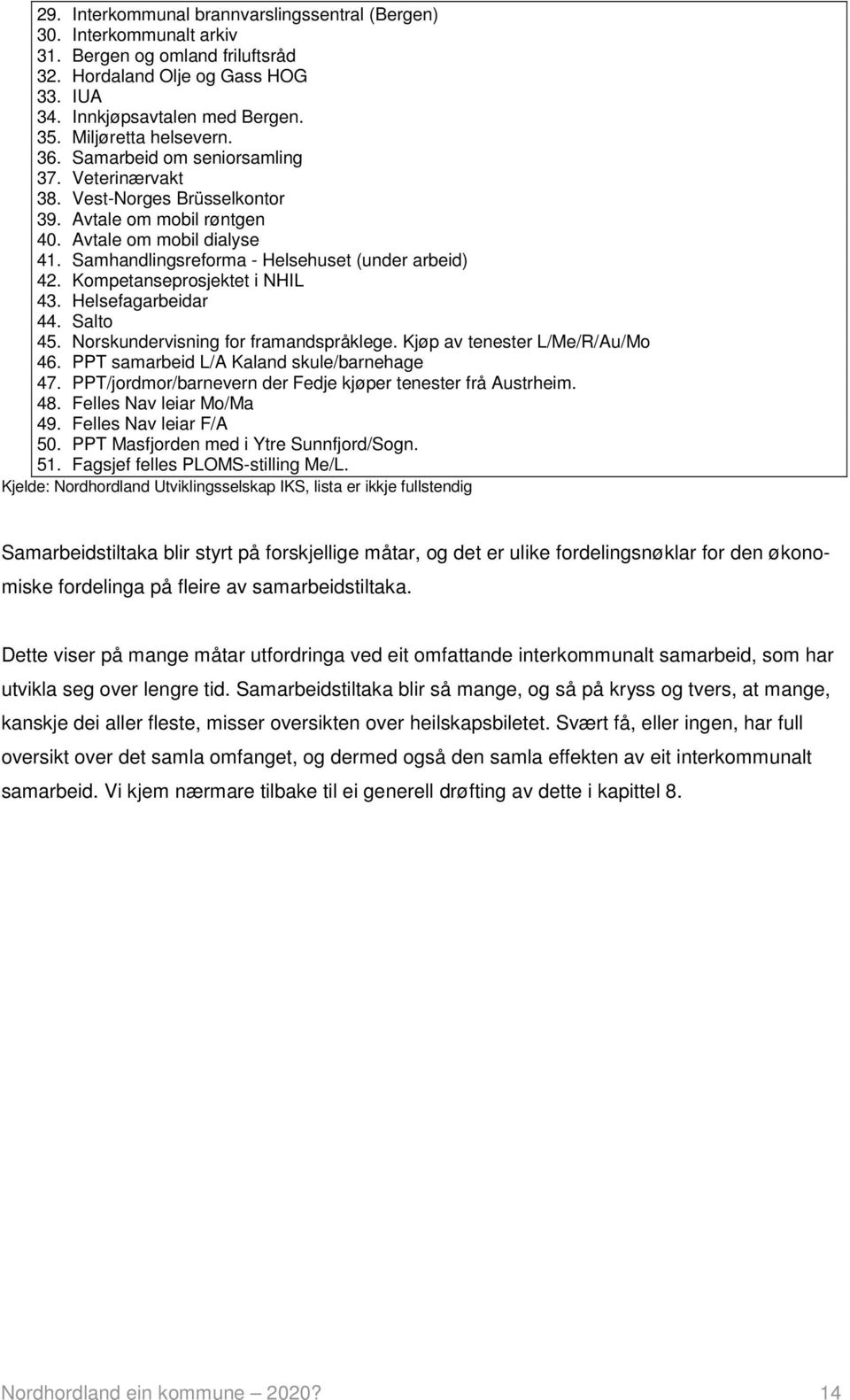 Samhandlingsreforma - Helsehuset (under arbeid) 42. Kompetanseprosjektet i NHIL 43. Helsefagarbeidar 44. Salto 45. Norskundervisning for framandspråklege. Kjøp av tenester L/Me/R/Au/Mo 46.