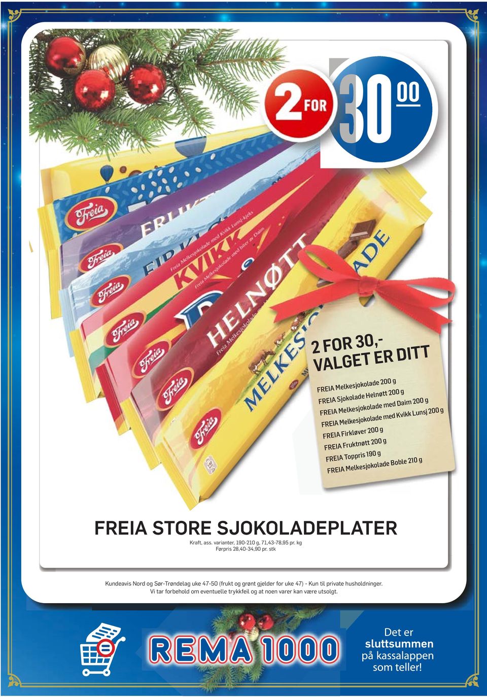 STORE SJOKOLADEPLATER Kraft, ass. varianter, 190-210 g, 71,43-78,95 pr. kg Førpris 28,40-34,90 pr.