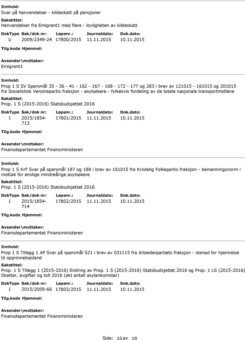 KrF Svar på spørsmål 187 og 188 i brev av 161015 fra Kristelig Folkepartis fraksjon - bemanningsnorm i mottak for enslige mindreårige asylsøkere 2015/1854-714 17802/2015 Prop 1 S Tillegg 1 AP Svar på