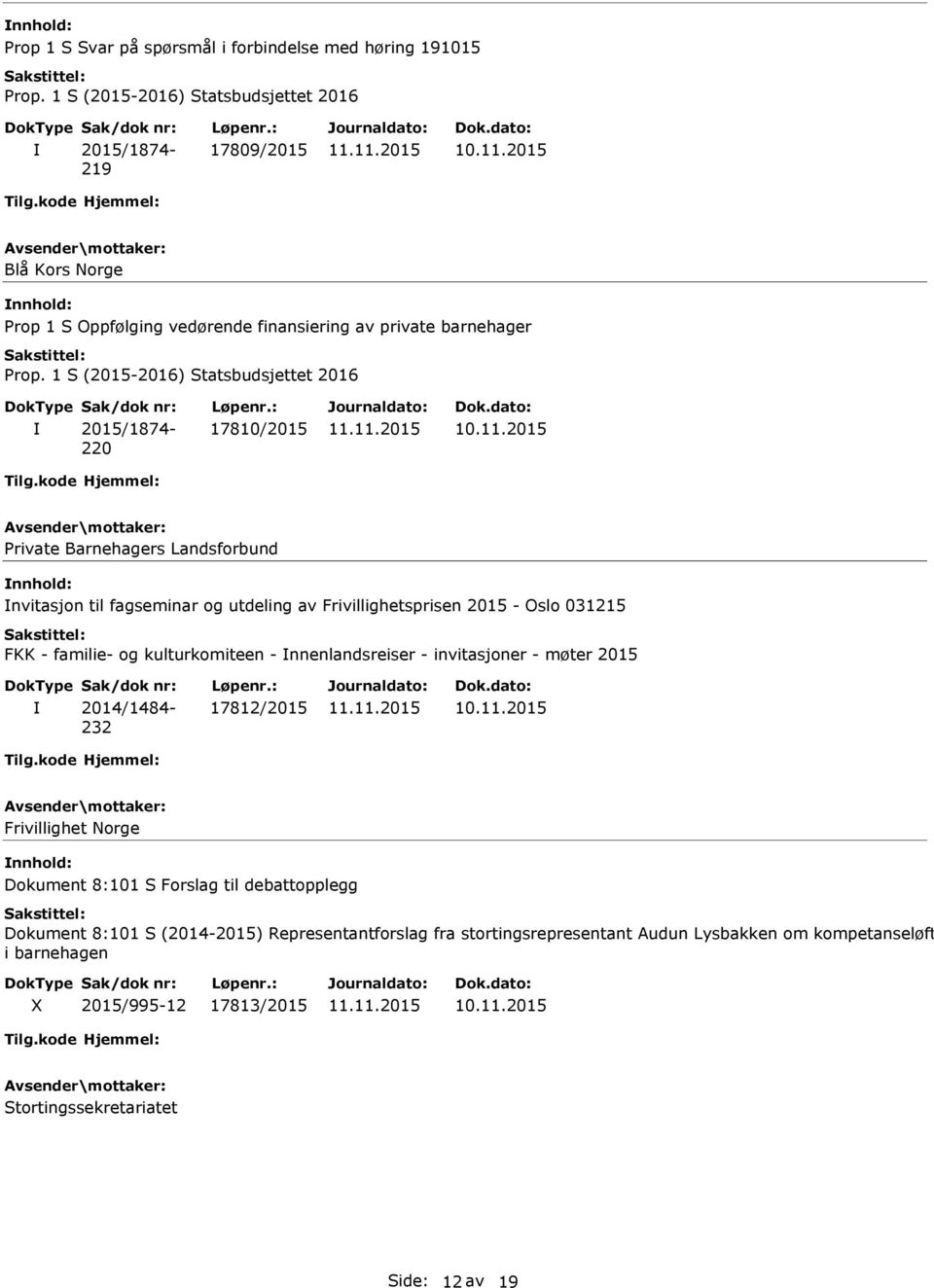 familie- og kulturkomiteen - nnenlandsreiser - invitasjoner - møter 2015 2014/1484-232 17812/2015 Frivillighet Norge Dokument 8:101 S Forslag til debattopplegg