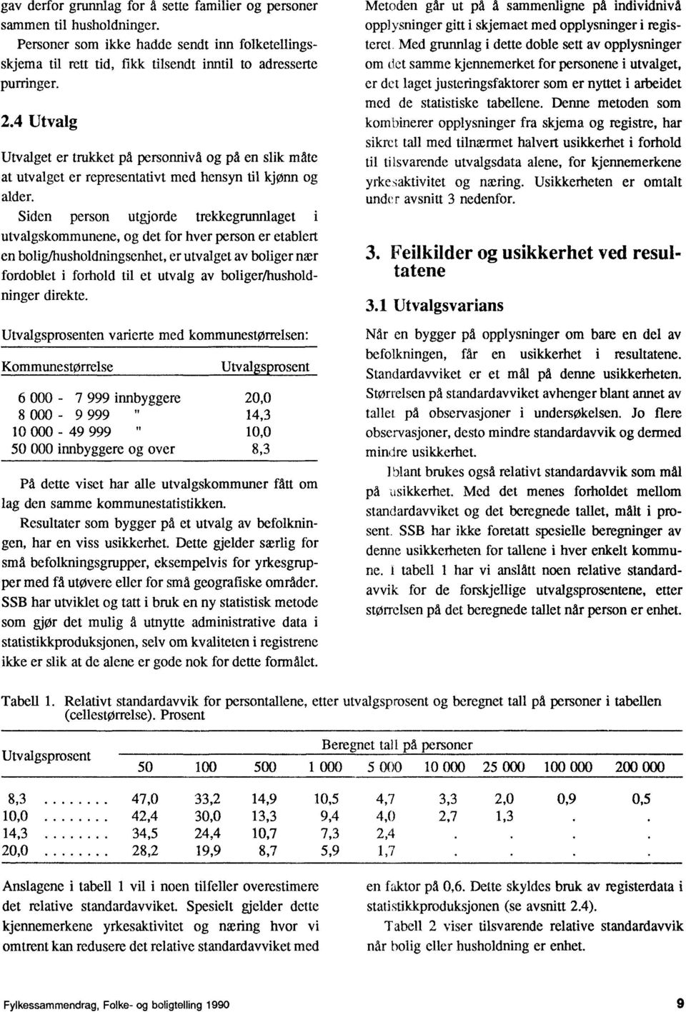 Siden person utgjorde trekkegrunnlaget i utvalgskommunene, og det for hver person er etablert en bolig/husholdningsenhet, er utvalget av boliger nær fordoblet i forhold til et utvalg av