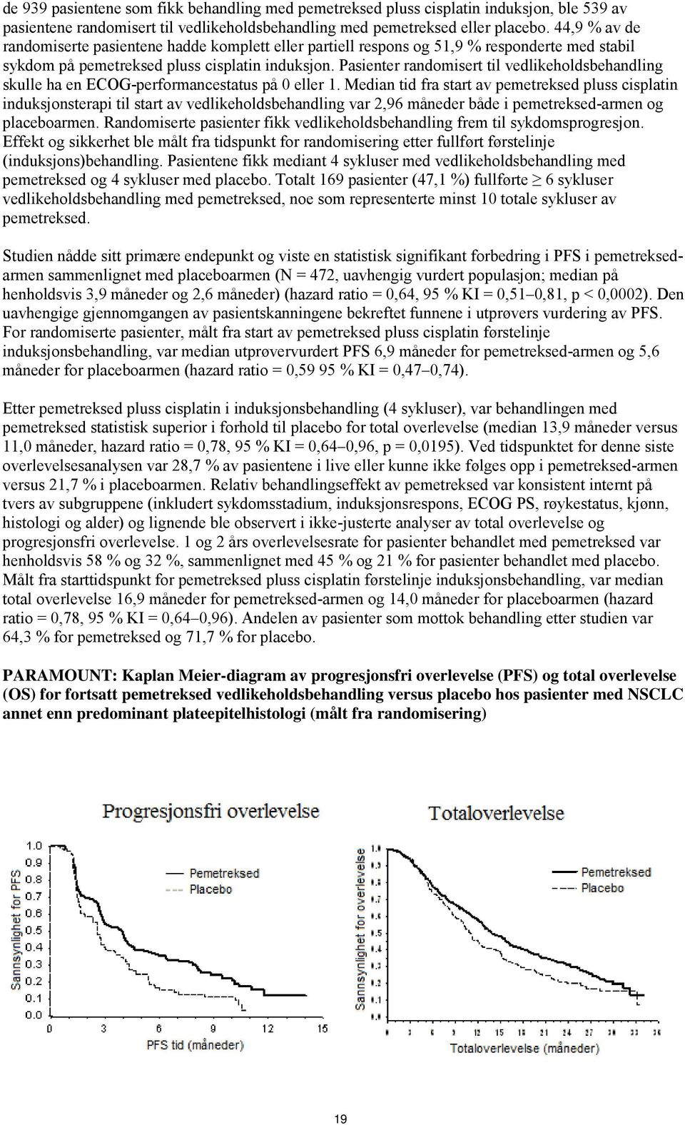 Pasienter randomisert til vedlikeholdsbehandling skulle ha en ECOG-performancestatus på 0 eller 1.