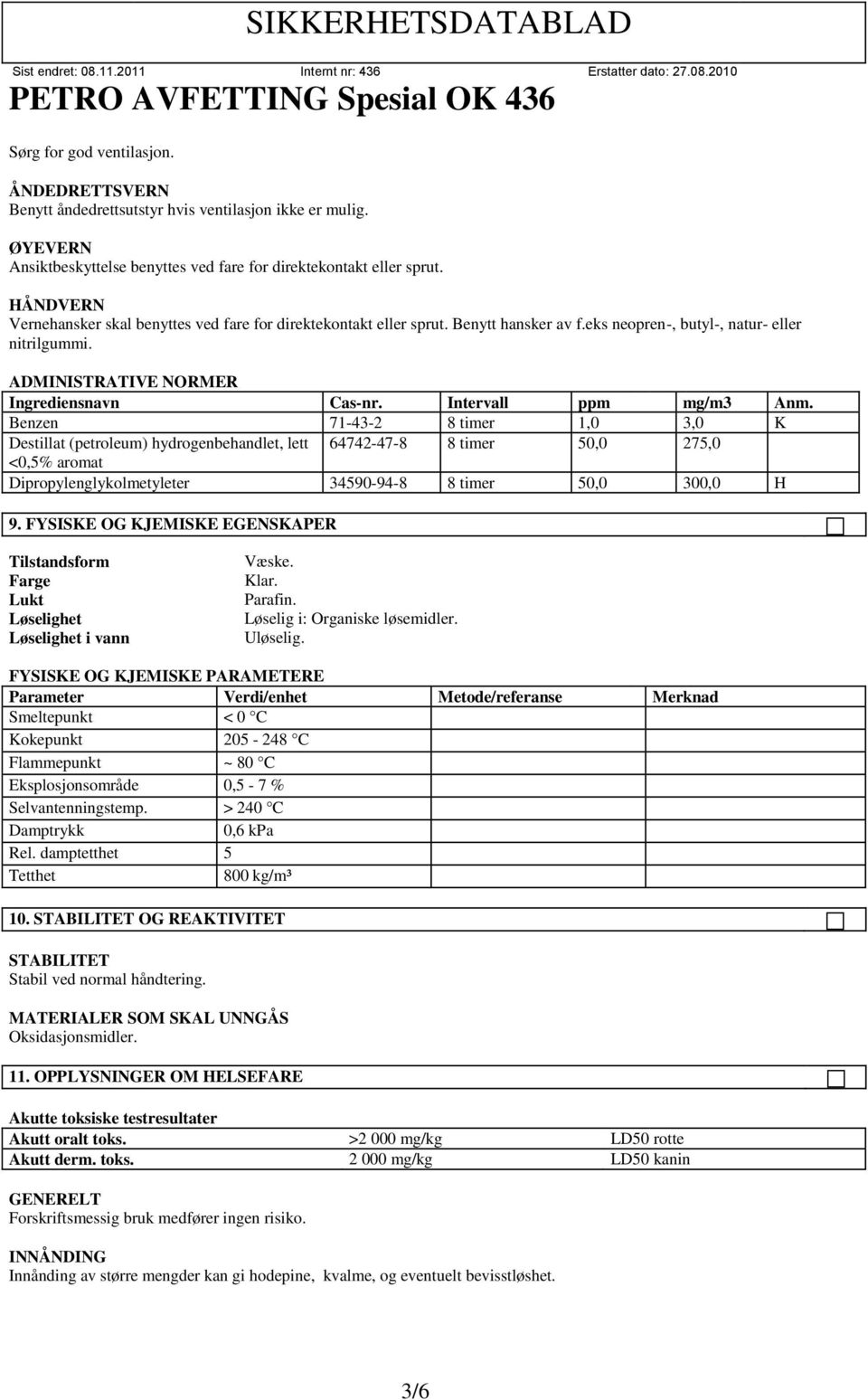 Intervall ppm mg/m3 Anm.