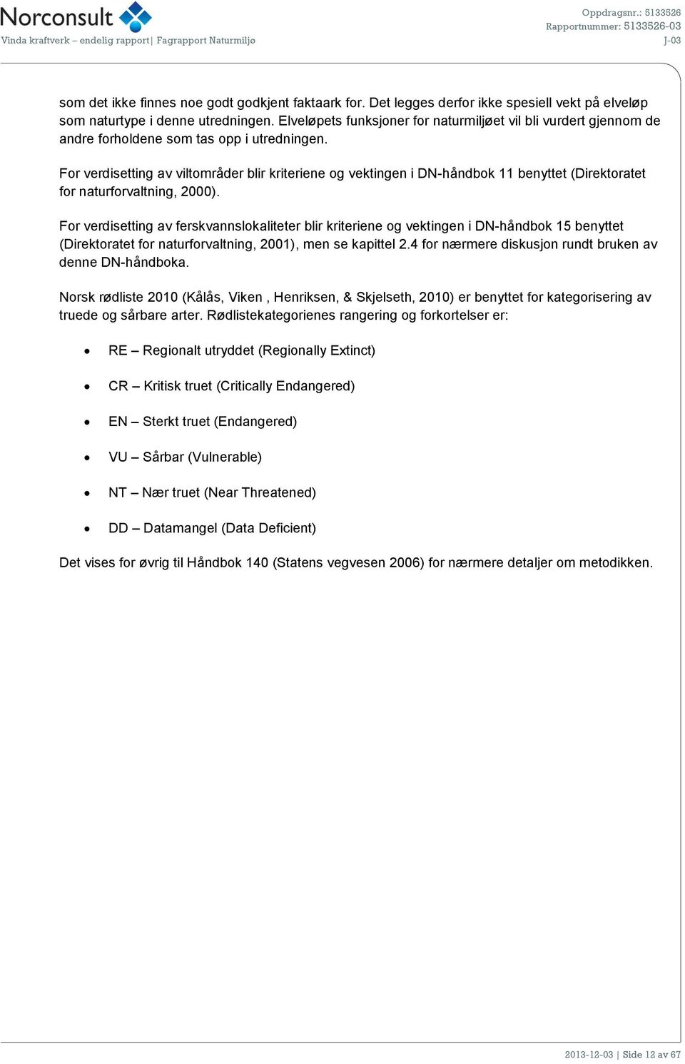 For verdisetting av viltområder blir kriteriene og vektingen i DN-håndbok 11 benyttet (Direktoratet for naturforvaltning, 2000).