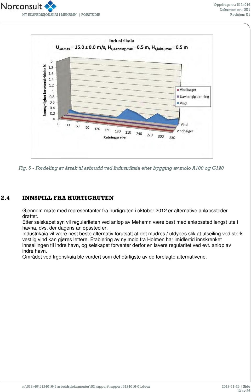 Etter selskapet syn vil regulariteten ved anløp av Mehamn være best med anløpssted lengst ute i havna, dvs. der dagens anløpssted er.