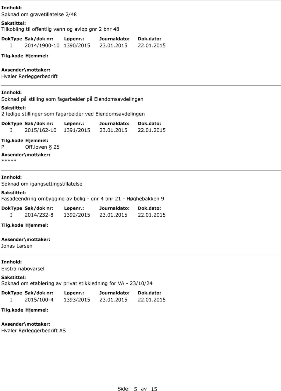 igangsettingstillatelse Fasadeendring ombygging av bolig - gnr 4 bnr 21 - Høghebakken 9 2014/232-8 1392/2015 Jonas