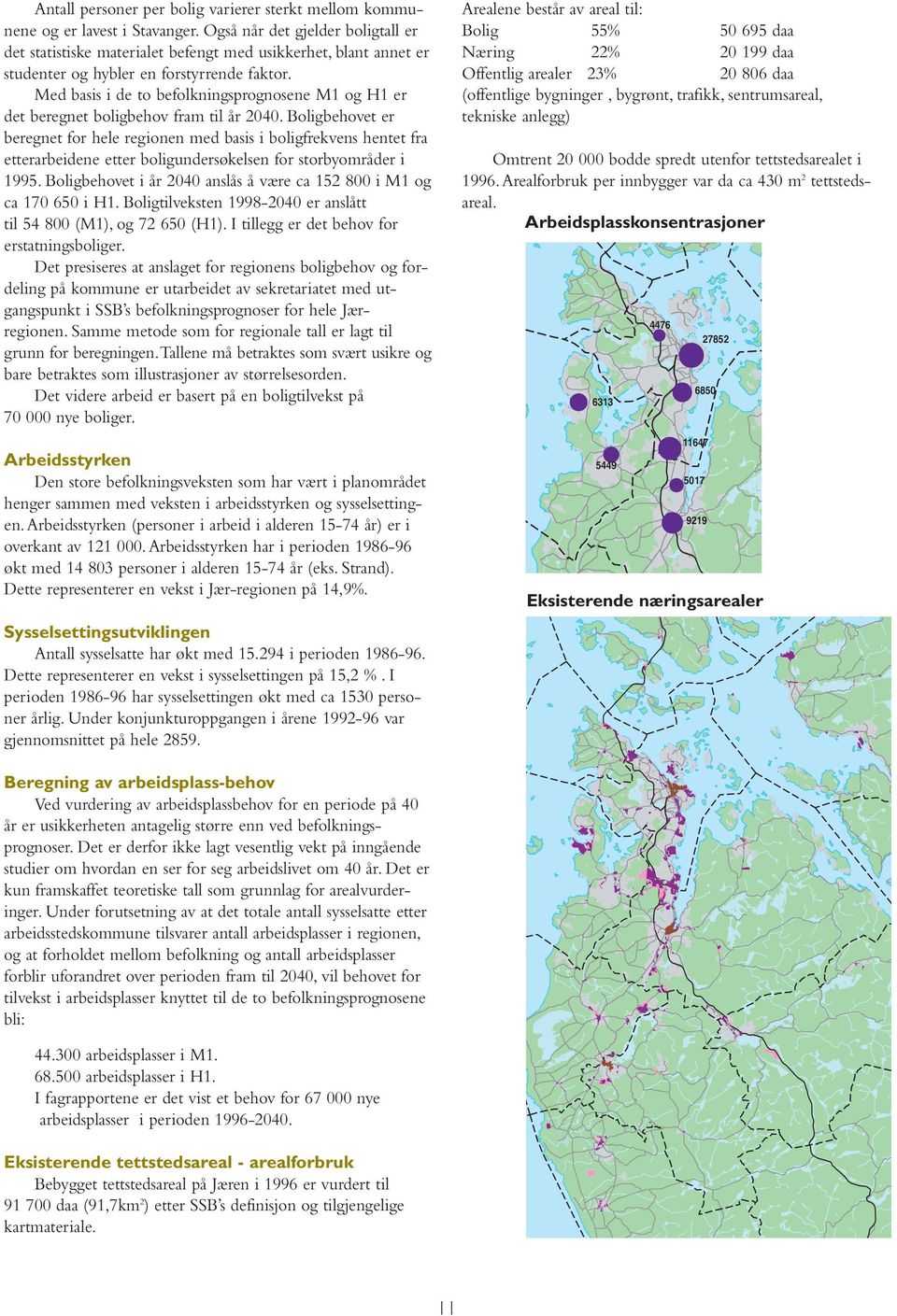 Med basis i de to befolkningsprognosene M1 og H1 er det beregnet boligbehov fram til år 2040.