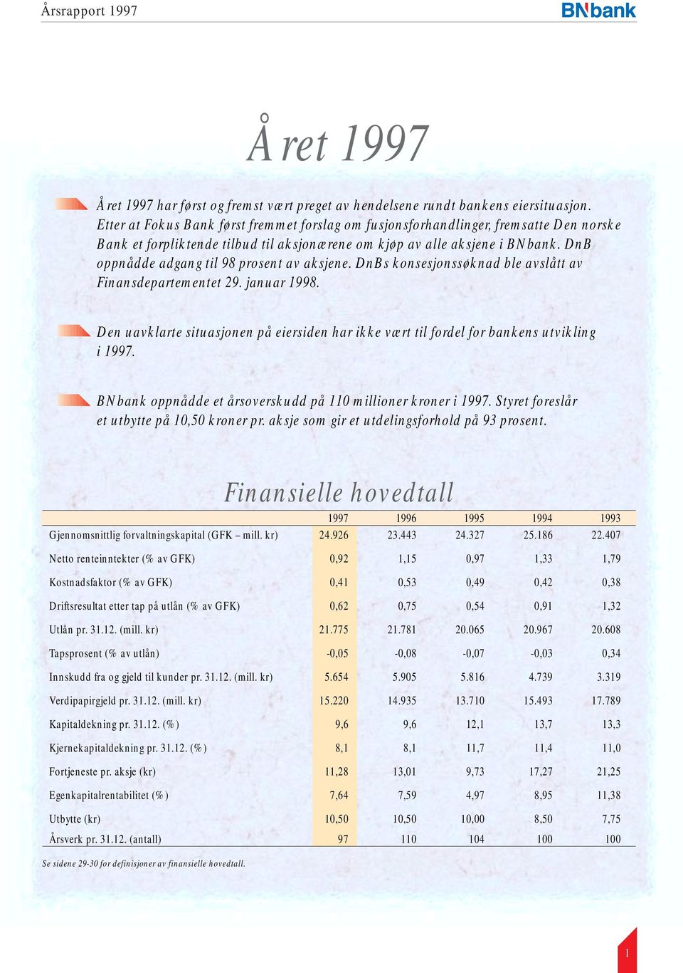 DnB oppnådde adgang til 98 prosent av aksjene. DnBs konsesjonssøknad ble avslått av Finansdepartementet 29. januar 1998.