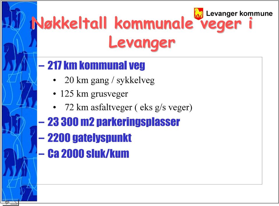 grusveger 72 km asfaltveger ( eks g/s veger) 23