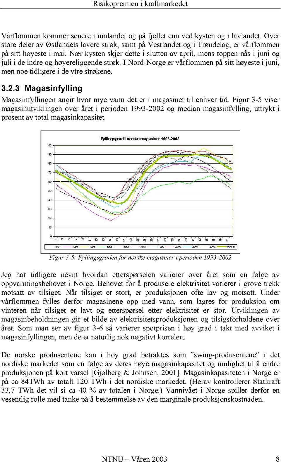 3.2.3 Magasinfylling Magasinfyllingen angir hvor mye vann det er i ma gasinet til enhver tid.