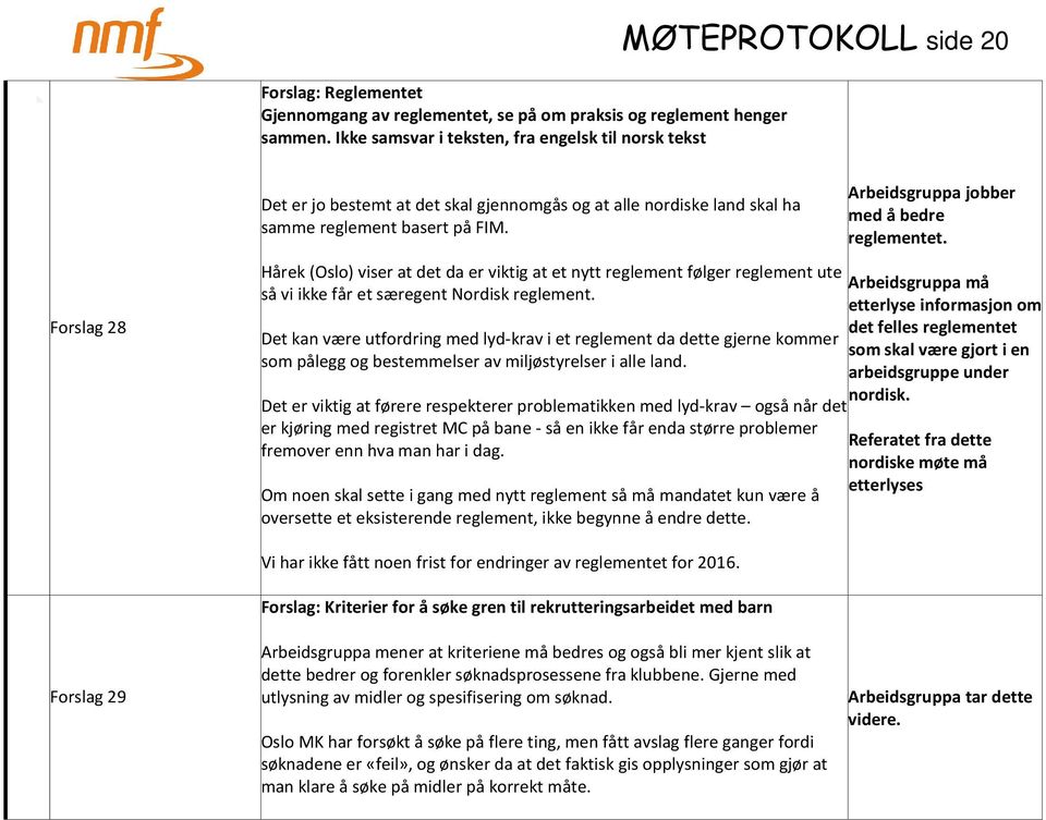 Hårek (Oslo) viser at det da er viktig at et nytt reglement følger reglement ute så vi ikke får et særegent Nordisk reglement.