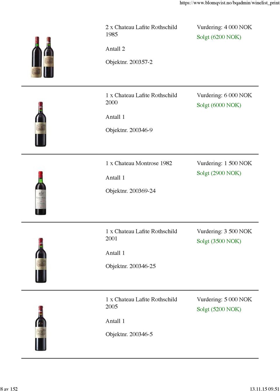 200346-9 1 x Chateau Montrose 1982 Vurdering: 1 500 NOK Solgt (2900 NOK) Objektnr.