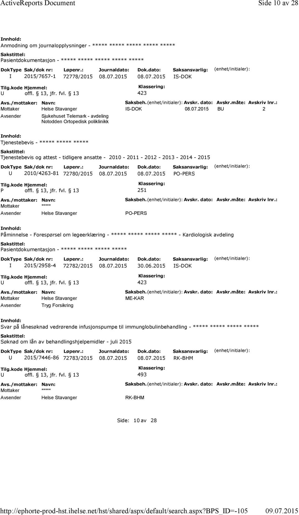 : S-DOK B 2 Sjukehuset Telemark - avdeling Notodden Ortopedisk poliklinikk Tjenestebevis - ***** ***** ***** Tjenestebevis og attest - tidligere ansatte - 2010-2011 - 2012-2013 - 2014-2015