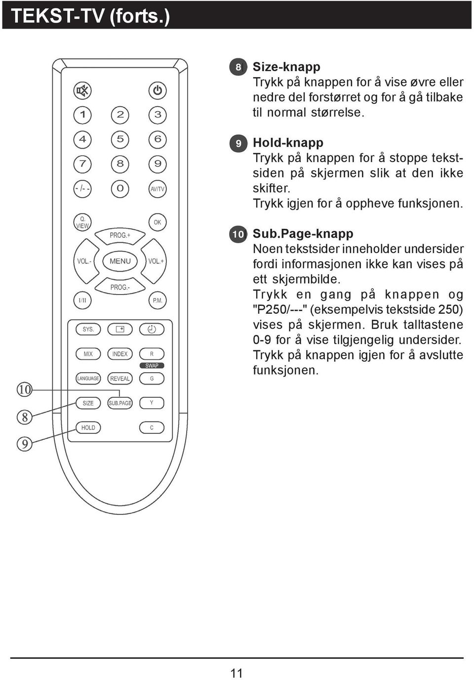 Page-knapp Noen tekstsider inneholder undersider fordi informasjonen ikke kan vises på ett skjermbilde.