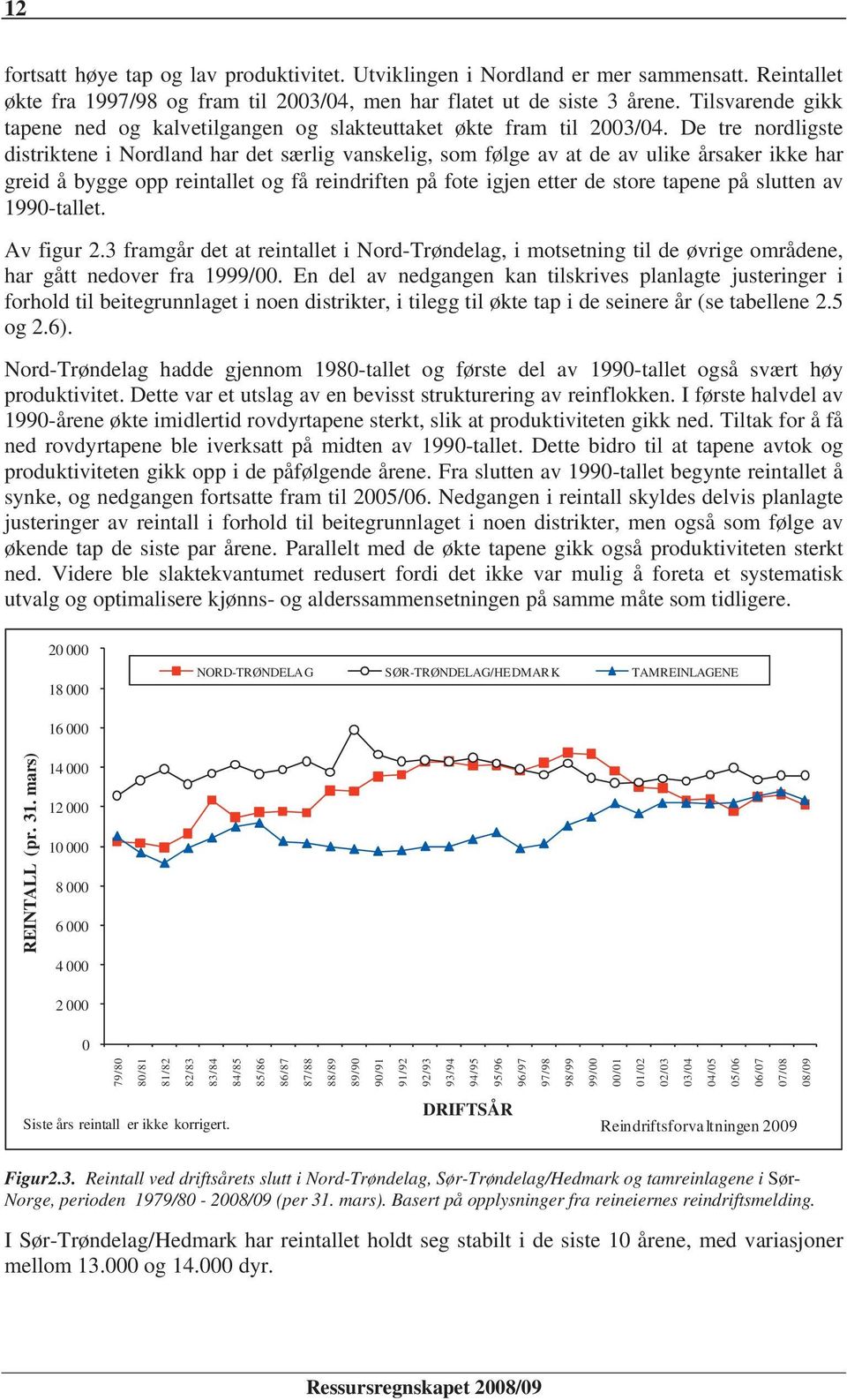 De tre nordligste distriktene i Nordland har det særlig vanskelig, som følge av at de av ulike årsaker ikke har greid å bygge opp reintallet og få reindriften på fote igjen etter de store tapene på