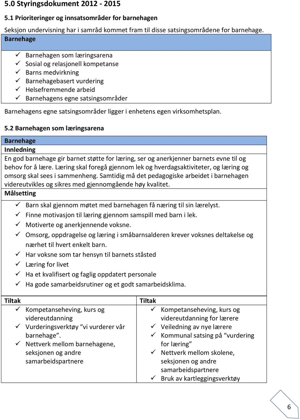 satsingsområder ligger i enhetens egen virksomhetsplan. 5.