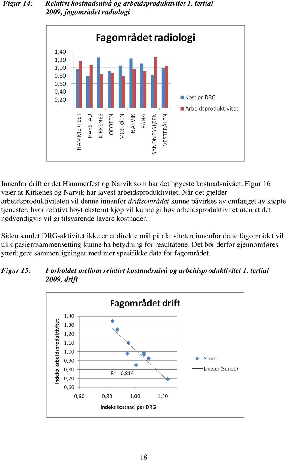 Når det gjelder arbeidsproduktiviteten vil denne innenfor driftsområdet kunne påvirkes av omfanget av kjøpte tjenester, hvor relativt høyt eksternt kjøp vil kunne gi høy arbeidsproduktivitet uten at