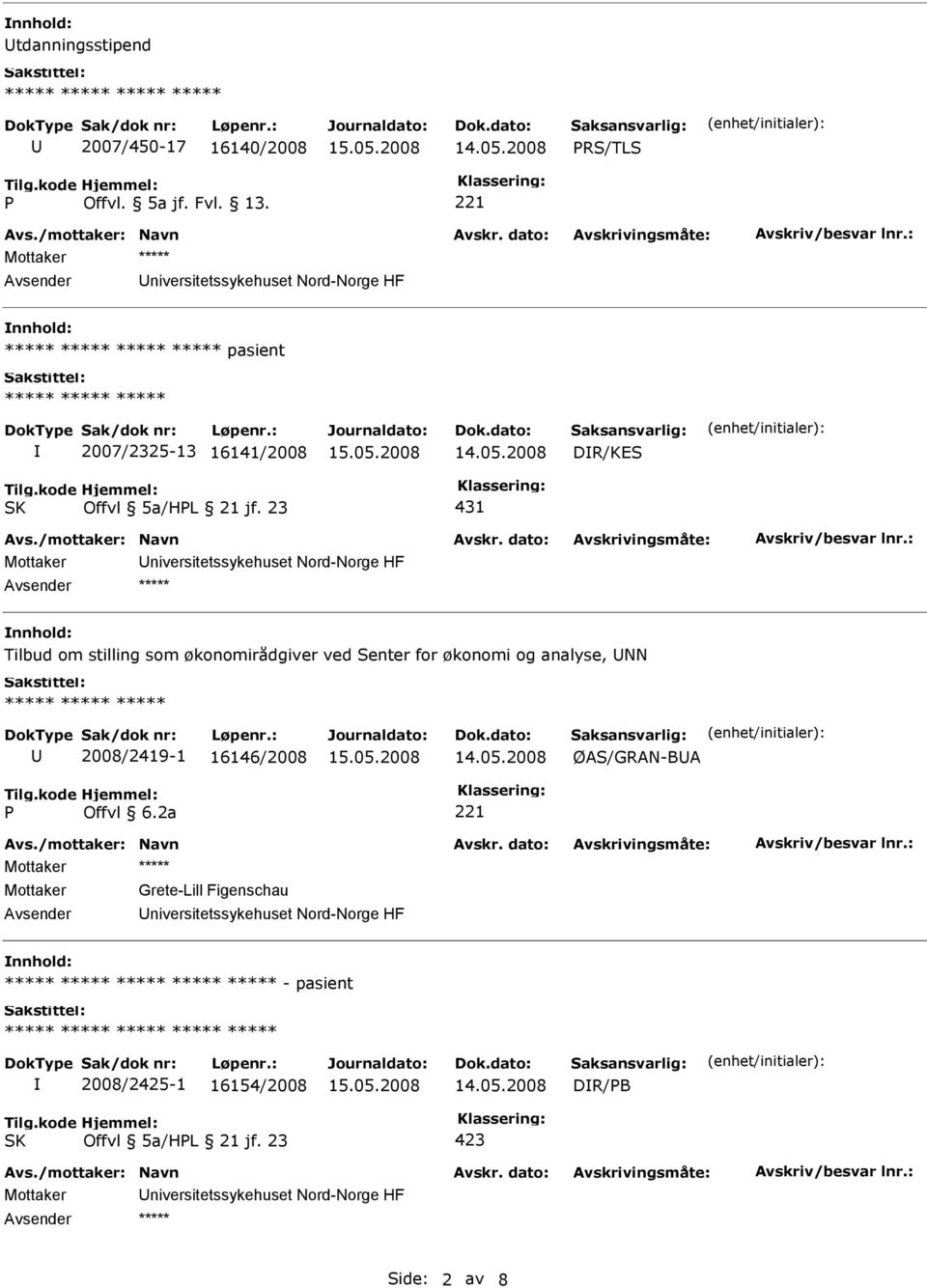 Tilbud om stilling som økonomirådgiver ved Senter for økonomi og analyse, NN 2008/2419-1 16146/2008 ØAS/GRAN-BA P Offvl 6.