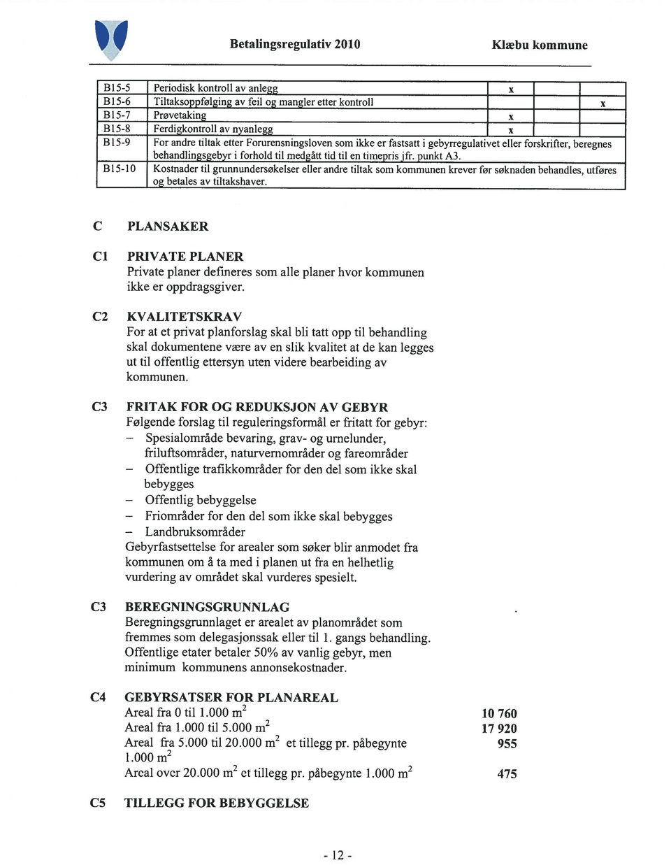 timepris jfr. punkt A3. 815-10 Kostnader til grunnundersøkelser eller andre tiltak som kommunen krever før søknaden behandles, utføres og betales av tiltakshaver.