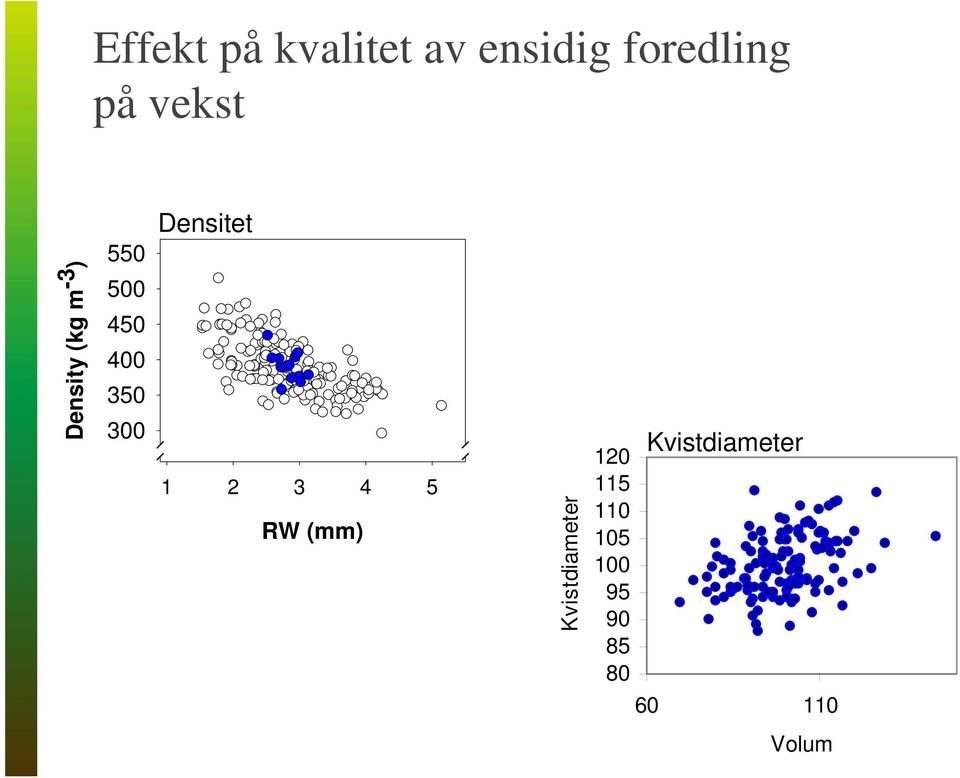 300 Densitet 1 2 3 4 5 RW (mm) Kvistdiameter