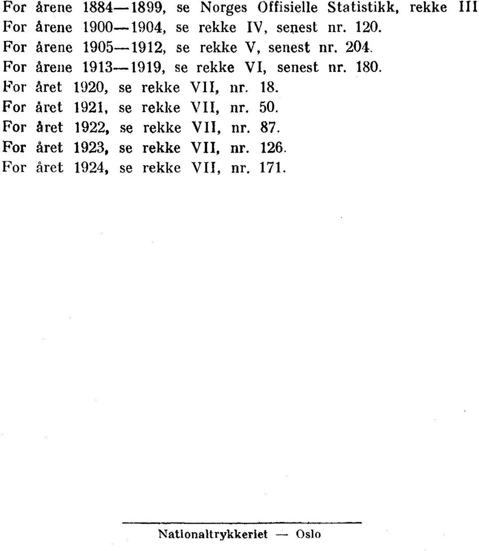 For året 920, se rekke VII, nr, 8. For året 92, se rekke VII, nr. 50. For året 922, se rekke VII, nr.