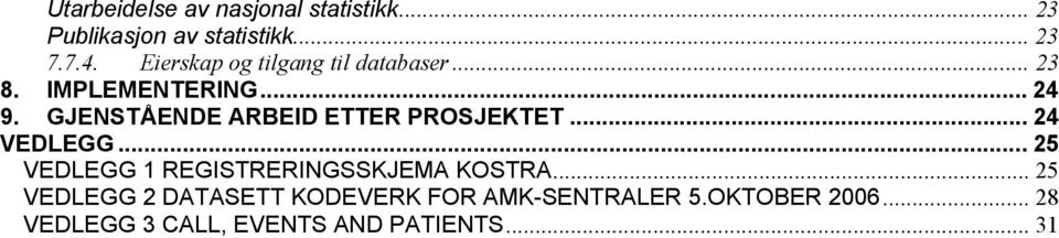 GJENSTÅENDE ARBEID ETTER PROSJEKTET... 24 VEDLEGG.