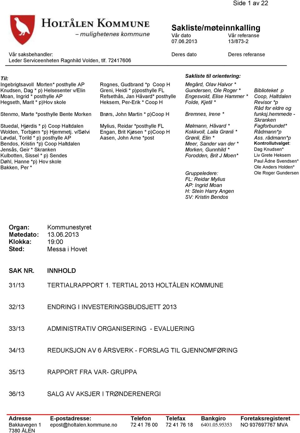 Gundersen, Ole Roger * Biblioteket p Moan, Ingrid * posthylle AP Refsethås, Jan Håvard* posthylle Engesvold, Elise Hammer * Coop, Haltdalen Hegseth, Marit * p)hov skole Heksem, Per-Erik * Coop H