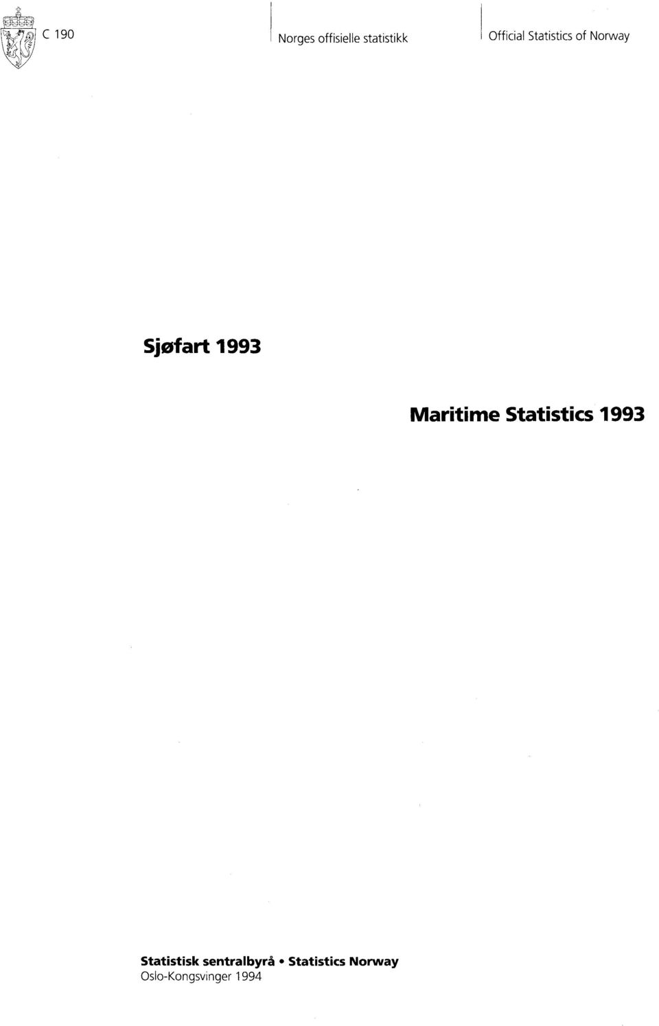 1993 Maritime Statistics 1993 Statistisk