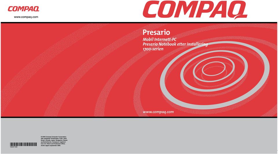 183237-092 2000 Compaq Computer Corporation. Alle rettigheter forbeholdes.