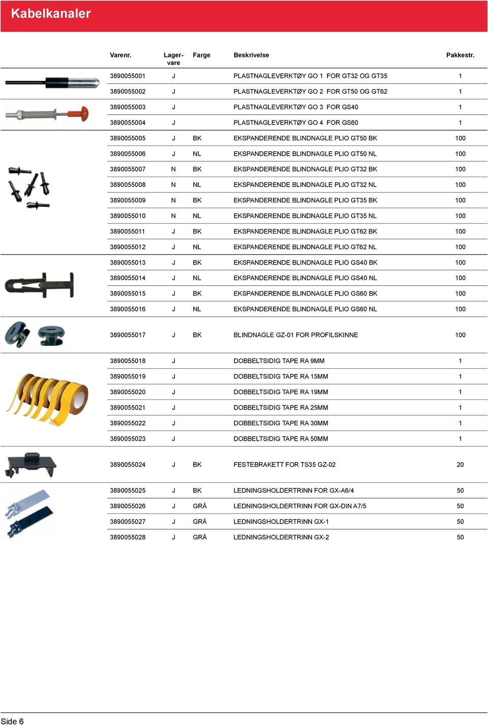 3890055004 J PLASTNAGLEVERKTØY GO 4 FOR GS60 1 PLIO лов и заклёпок SES 3890055005 J BK EKSPANDERENDE BLINDNAGLE PLIO GT50 BK 100 PLIO 3890055006 J NL EKSPANDERENDE BLINDNAGLE PLIO GT50 NL 100 S H