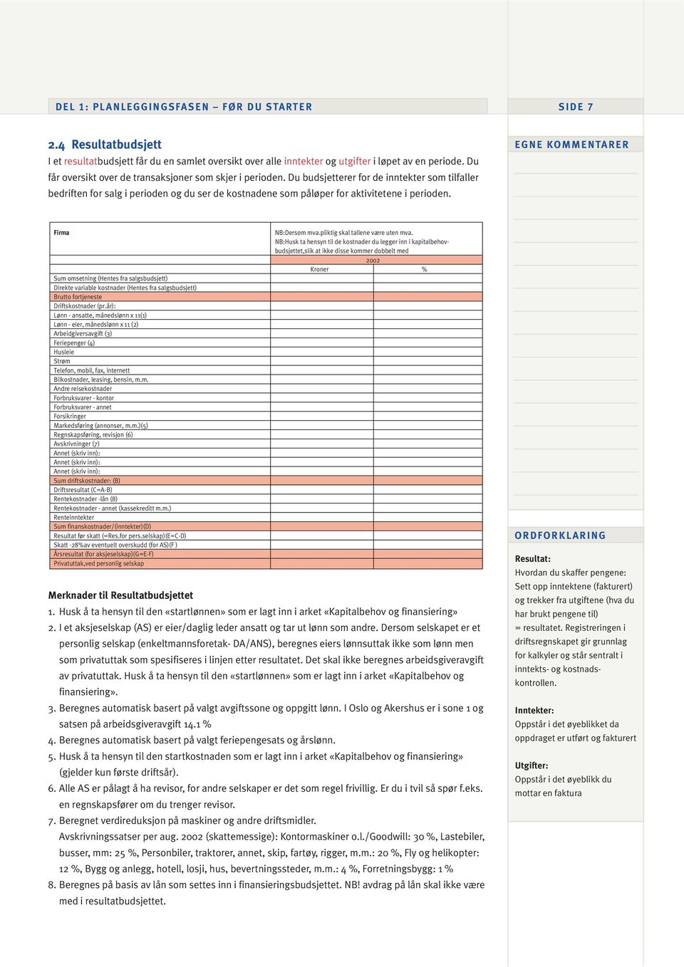 Du budsjetterer for de inntekter som tilfaller bedriften for salg i perioden og du ser de kostnadene som påløper for aktivitetene i perioden.