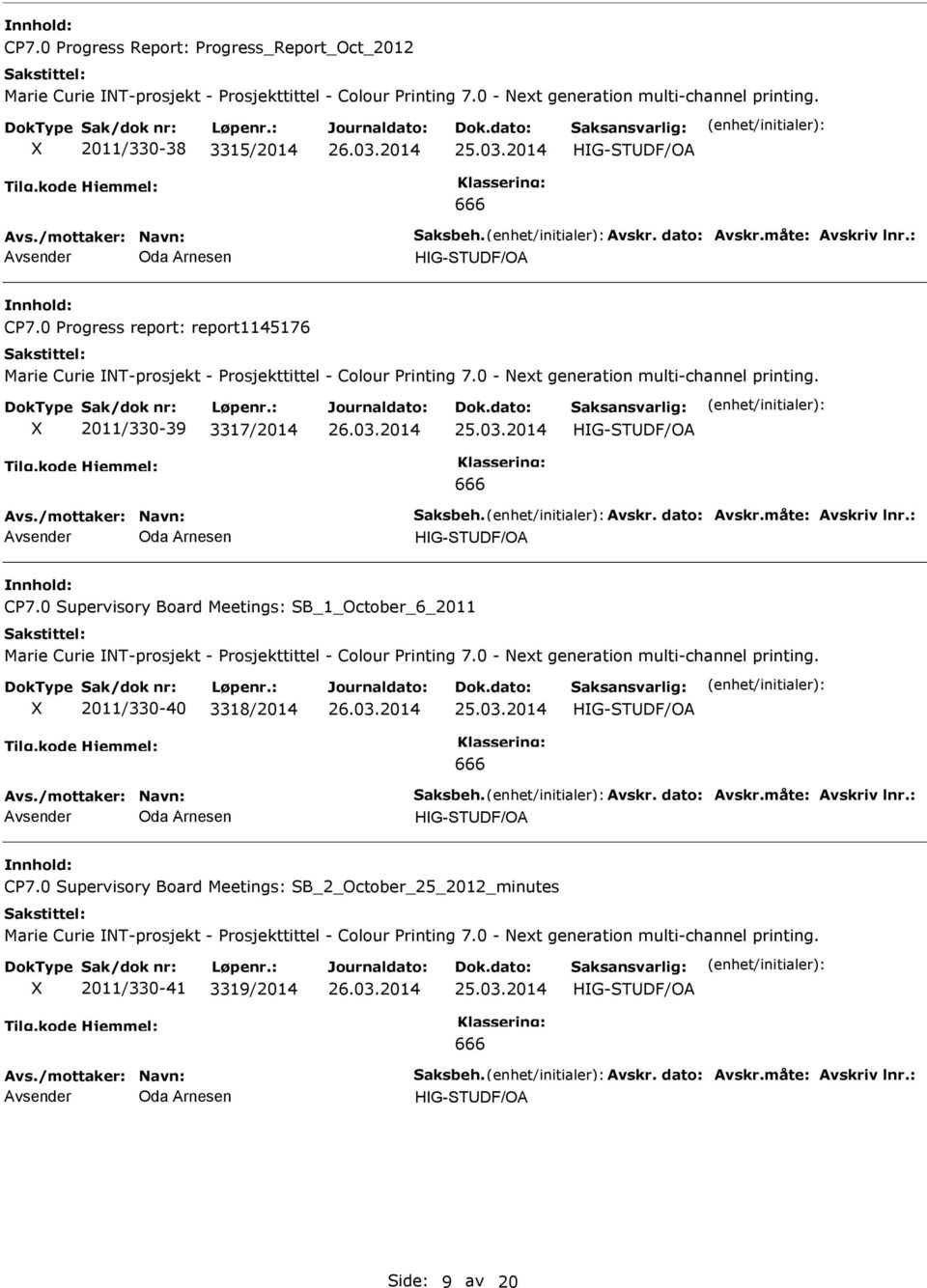 0 Supervisory Board Meetings: SB_1_October_6_2011 2011/330-40 3318/2014