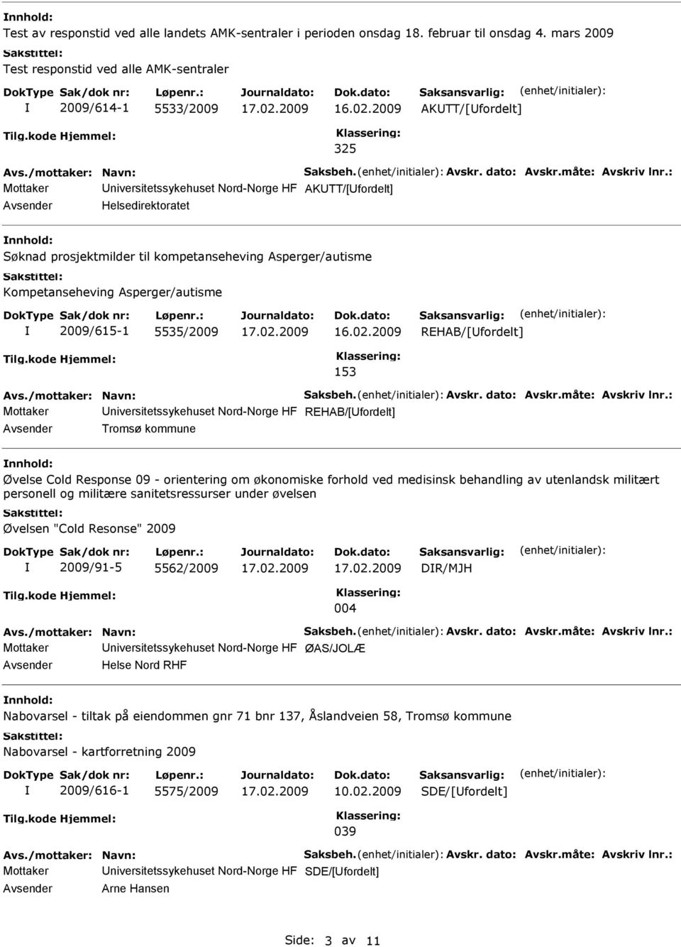 kompetanseheving Asperger/autisme Kompetanseheving Asperger/autisme 2009/615-1 5535/2009 REHAB/[fordelt] 153 Mottaker niversitetssykehuset Nord-Norge HF REHAB/[fordelt] Tromsø kommune nnhold: Øvelse