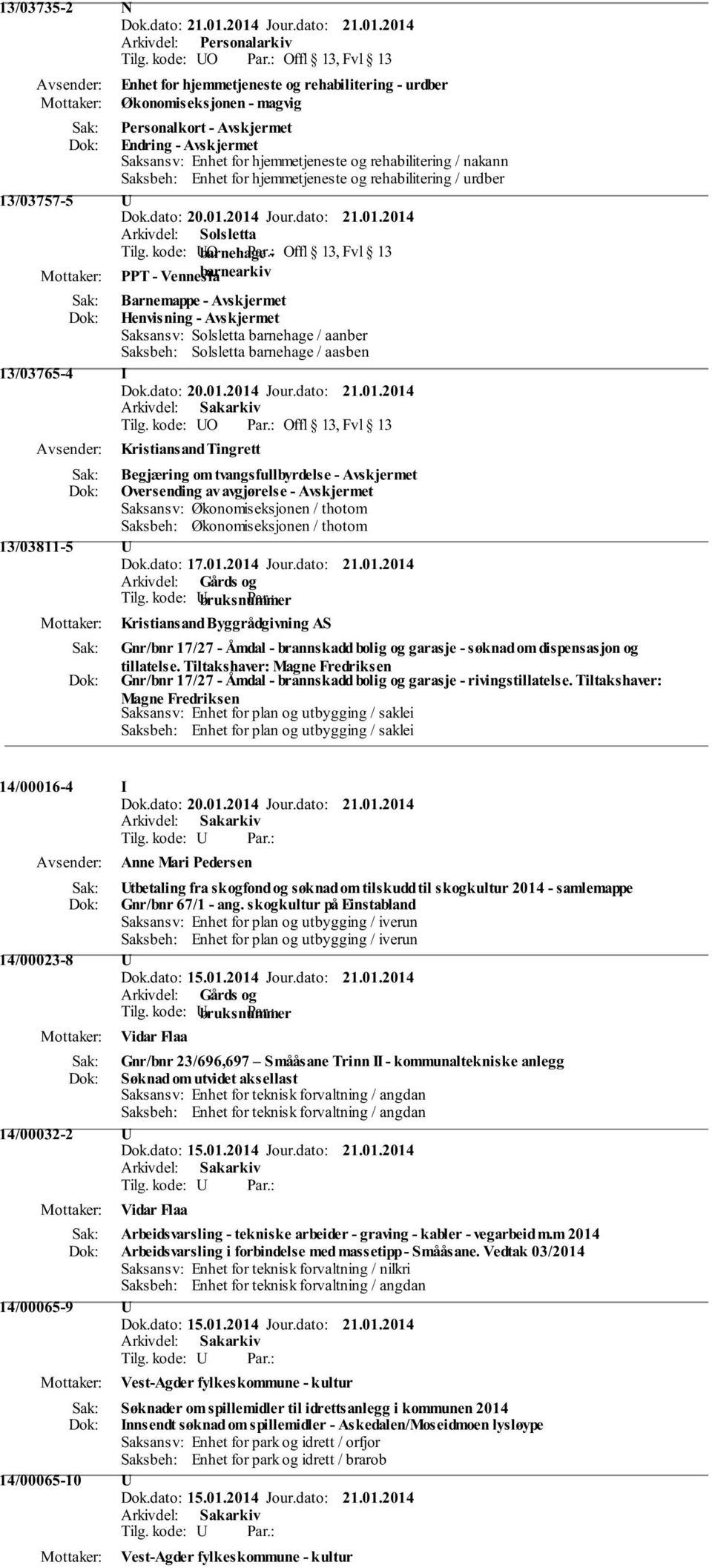 kode: UO barnehage - Offl 13, Fvl 13 PPT - Vennesla barnearkiv Barnemappe - Henvisning - Saksansv: Solsletta barnehage / aanber Saksbeh: Solsletta barnehage / aasben 13/03765-4 I Kristiansand