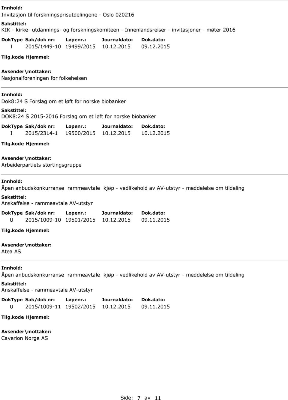 2015/2314-1 19500/2015 Arbeiderpartiets stortingsgruppe Åpen anbudskonkurranse rammeavtale kjøp - vedlikehold av AV-utstyr - meddelelse om tildeling 2015/1009-10