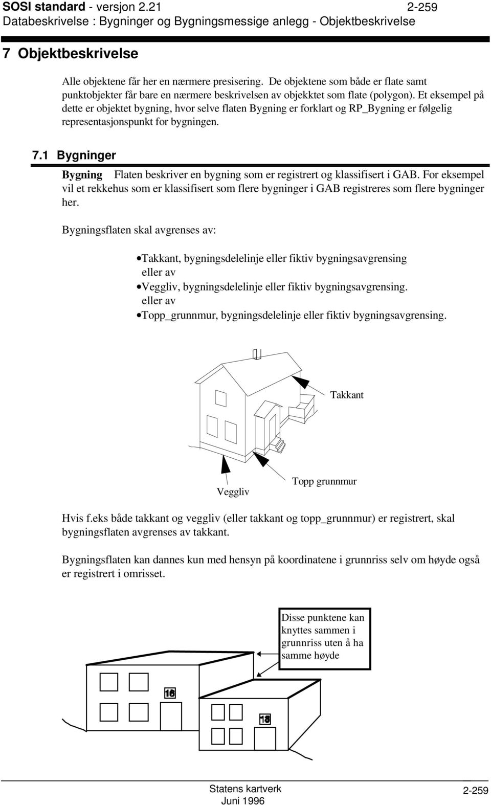 Et eksempel på dette er objektet bygning, hvor selve flaten Bygning er forklart og RP_Bygning er følgelig representasjonspunkt for bygningen. 7.