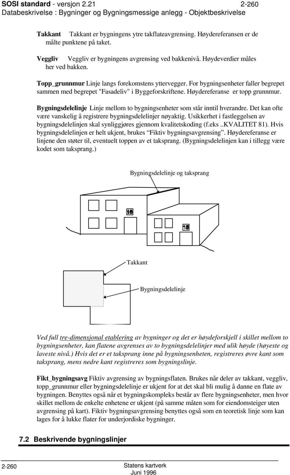 For bygningsenheter faller begrepet sammen med begrepet "Fasadeliv" i Byggeforskriftene. Høydereferanse er topp grunnmur. Bygningsdelelinje Linje mellom to bygningsenheter som står inntil hverandre.