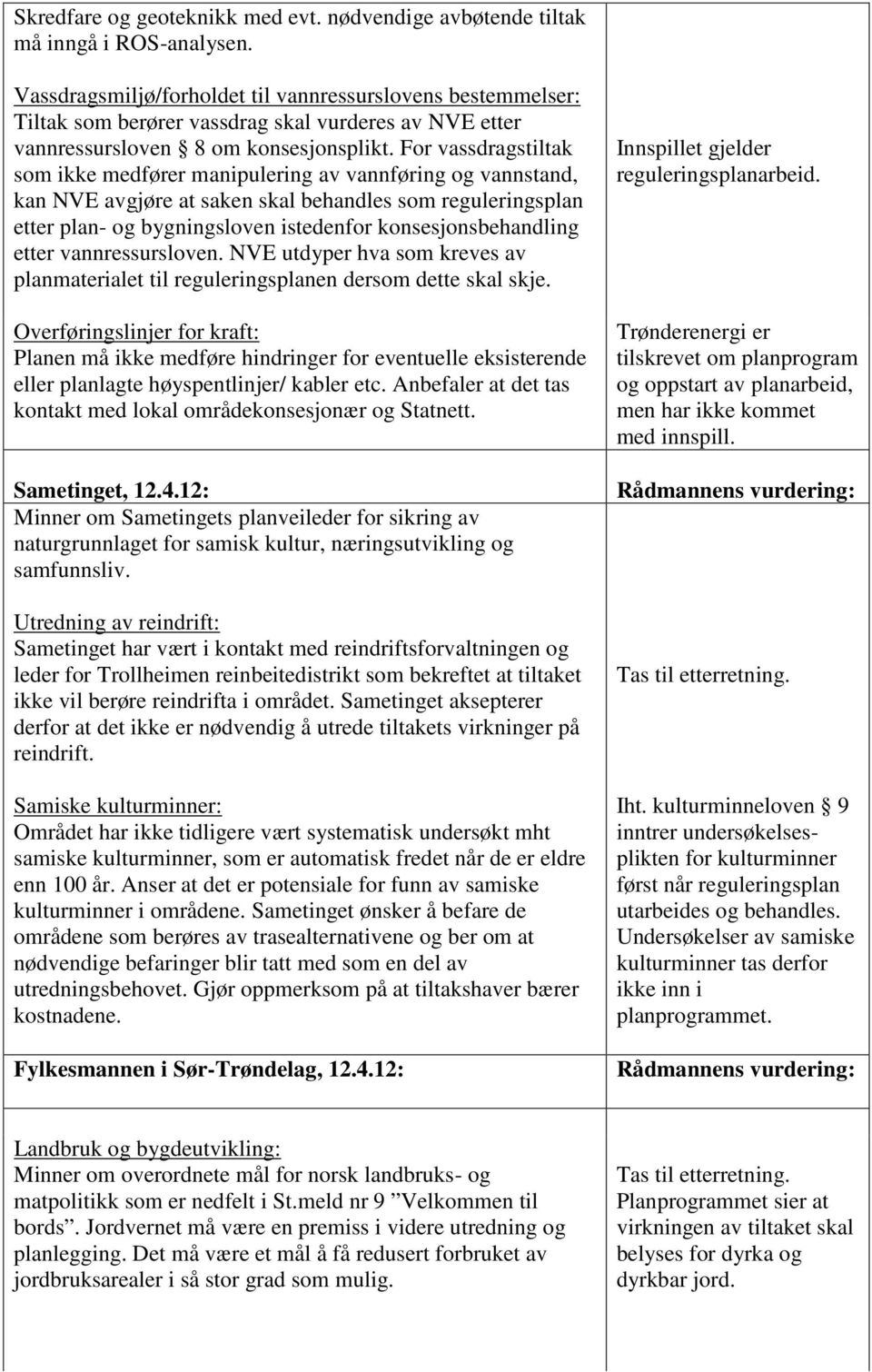 For vassdragstiltak som ikke medfører manipulering av vannføring og vannstand, kan NVE avgjøre at saken skal behandles som reguleringsplan etter plan- og bygningsloven istedenfor konsesjonsbehandling