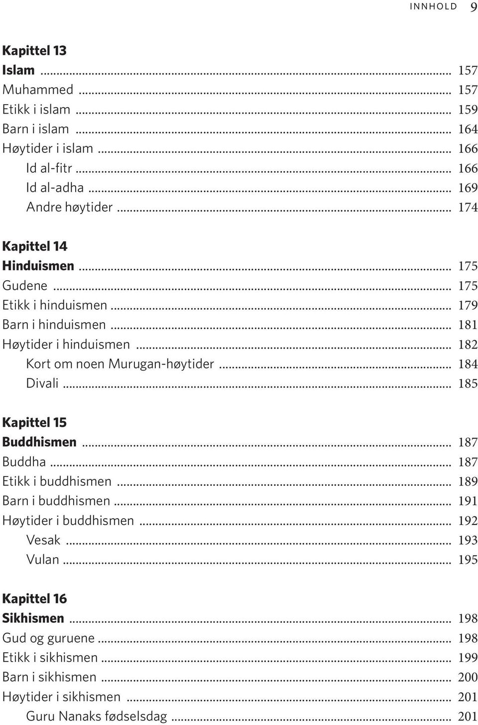 .. 182 Kort om noen Murugan-høytider... 184 Divali... 185 Kapittel 15 Buddhismen... 187 Buddha... 187 Etikk i buddhismen... 189 Barn i buddhismen.