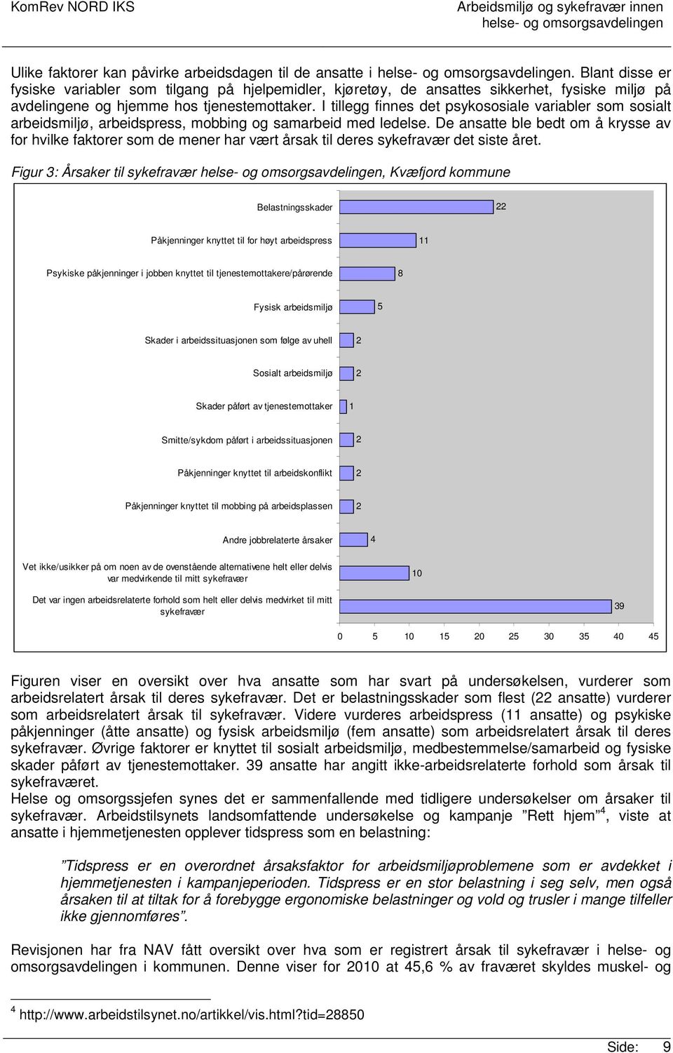 I tillegg finnes det psykososiale variabler som sosialt arbeidsmiljø, arbeidspress, mobbing og samarbeid med ledelse.