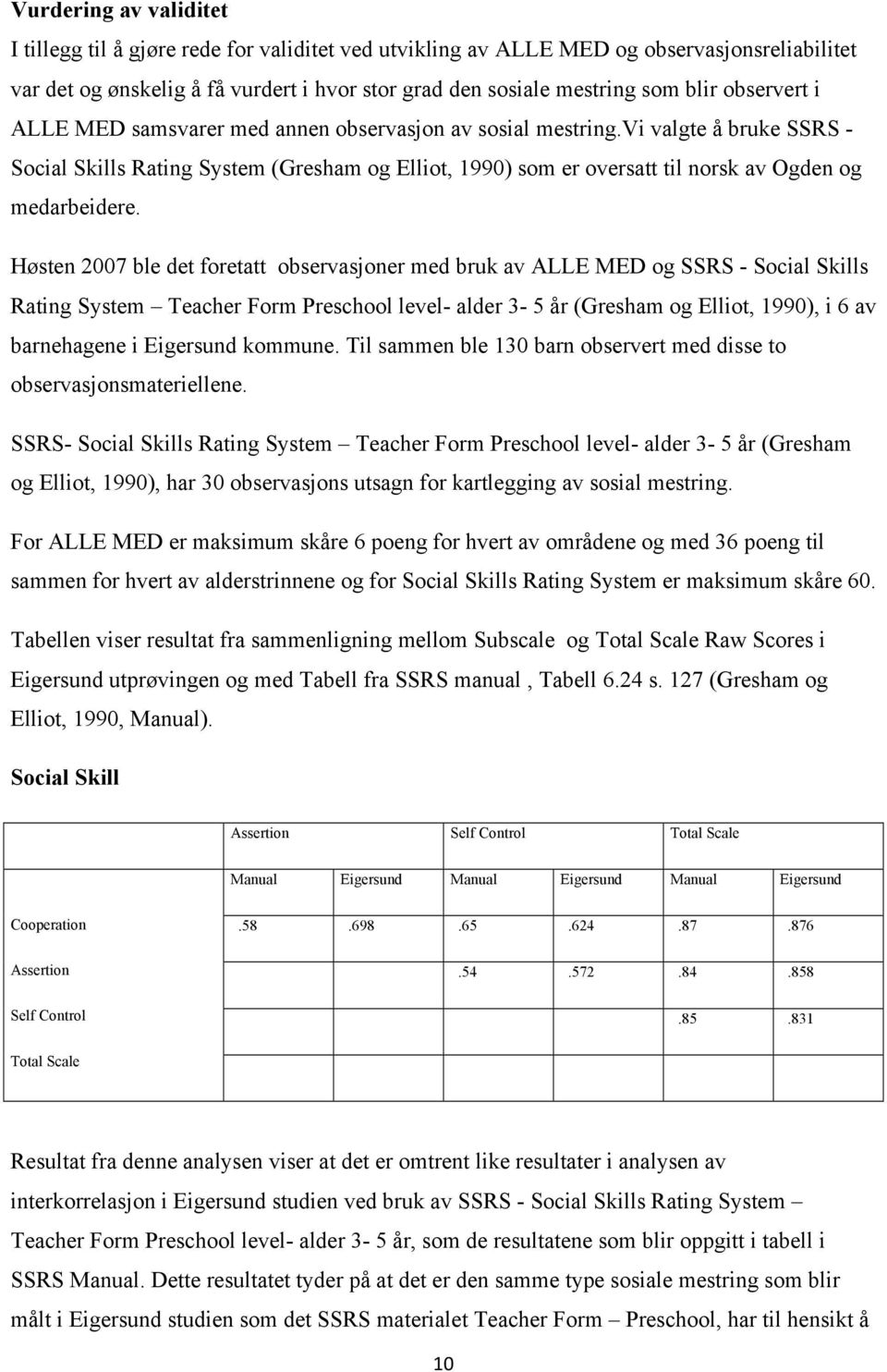 vi valgte å bruke SSRS - Social Skills Rating System (Gresham og Elliot, 1990) som er oversatt til norsk av Ogden og medarbeidere.