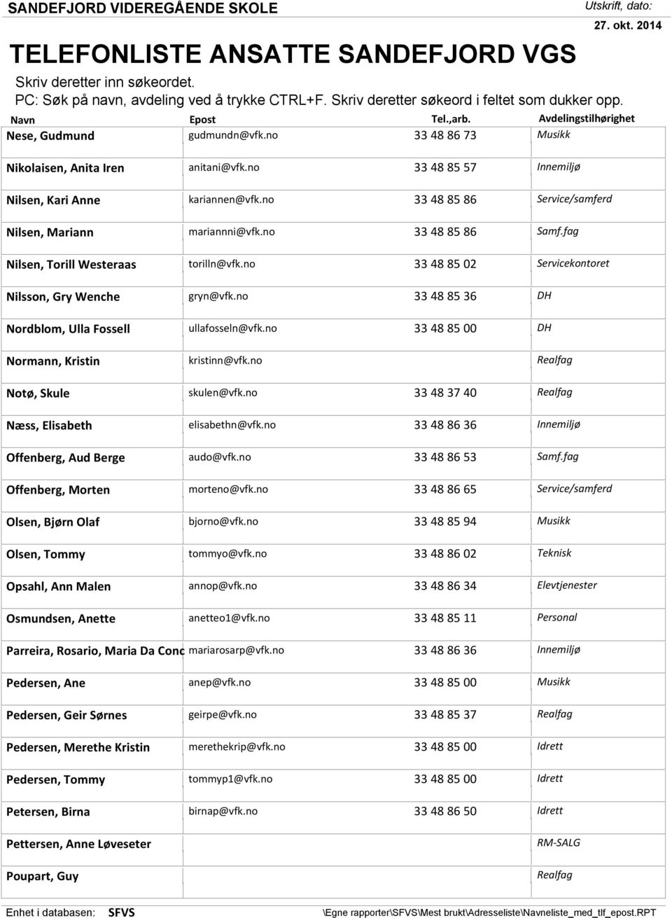 Offenberg, Morten Olsen, Bjørn Olaf Olsen, Tommy Opsahl, Ann Malen Osmundsen, Anette anitani@vfk.no kariannen@vfk.no mariannni@vfk.no torilln@vfk.no gryn@vfk.no ullafosseln@vfk.no kristinn@vfk.